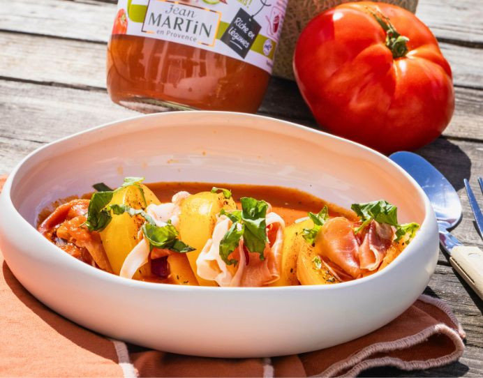 Recette de gaspacho et carpaccio légumes et jambon cru